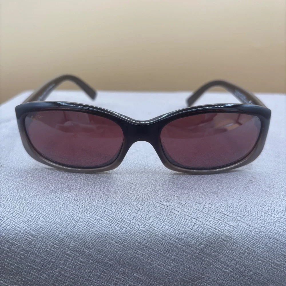 Maui Jim MJ 219-01 Brown Gradient Rectangular Polarized Sunglasses Made in Italy